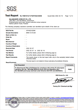 Nickle release test certificate (surgical steel)